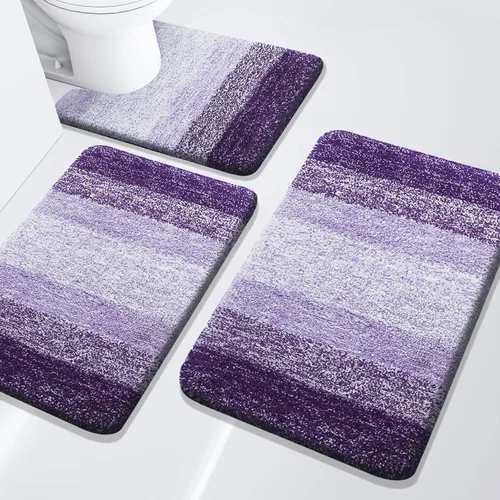 Miniatura 44 de Arotive - Juego de alfombras de baño de 3 piezas, alfombras de baño extra suaves y absorbentes, alfombrillas de baño lavables a máquina y que se