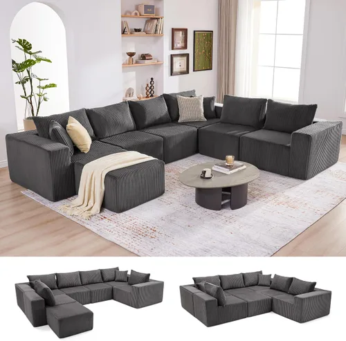 Miniatura 15 de Sofá modular de 108 pulgadas, sofá modular de nube con asiento profundo, moderno sofá modular en forma de L con diván, sofás tapizados sin hueso