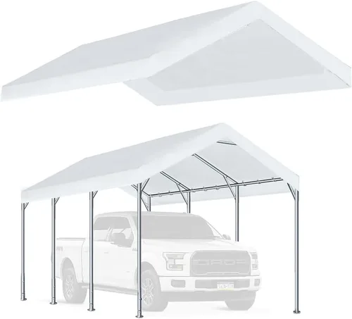 Rutile 10'x20' Toldo de cochera SOLO para tienda de campaña, reemplazo de toldo superior para garaje, cubierta de refugio para auto con cuerdas