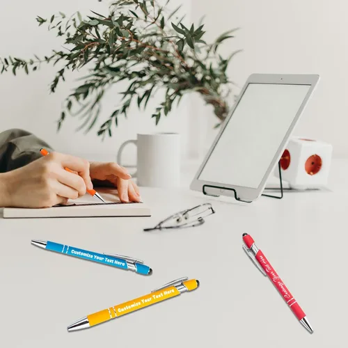 Miniatura 7 de Bolígrafos personalizados, bolígrafo grabado personalizado con punta de lápiz capacitivo, bolígrafo de tinta retráctil personalizado para escritura