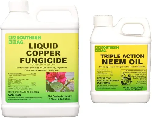 Southern Ag Fungicida de cobre líquido, 32 onzas – Cuarto de galón y 08722 de triple acción aceite de neem fungicida insecticida acción, marrón