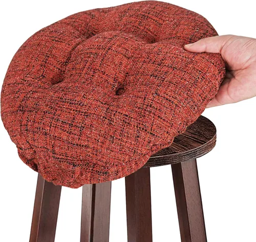 Miniatura 28 de SINOSSO Cojín para taburete de bar moderno de 12 pulgadas de diámetro, diseño entretejido de moda, antideslizante, de silicona, redondo, acolchado