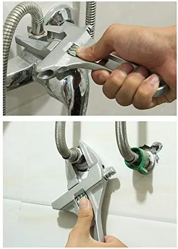 Miniatura 7 de Llave ajustable, llave de baño de apertura grande de 0.630-2.677 in de boca ancha, llave de aleación de aluminio, herramienta de mano de tuerca