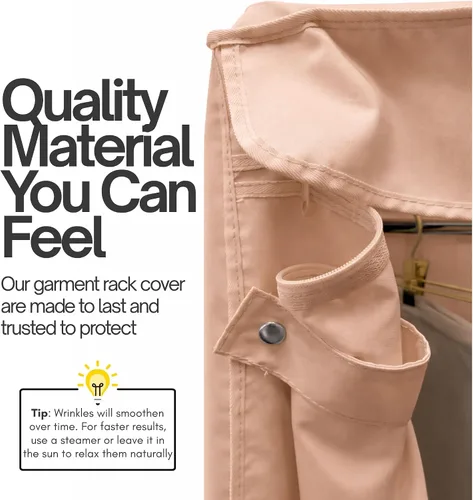 Miniatura 5 de Formosa Covers Funda portátil para estante de ropa, protege tu ropa del polvo, mantiene tu habitación organizada en beige caqui (solo funda)