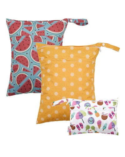Miniatura 13 de ALVABABY 2 bolsas de pañales de tela para ropa húmeda, reutilizables con dos bolsillos con cremallera, para viajes, playa, piscina, guardería