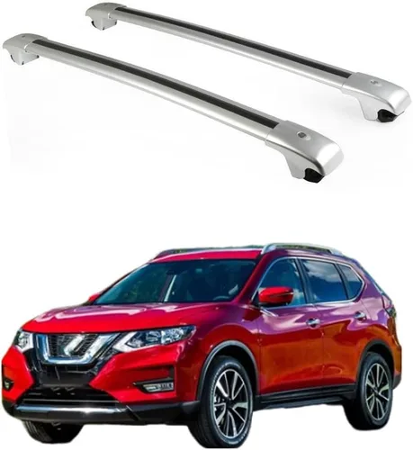 Aliminum - Barras transversales universales para portaequipajes para Nissan Rouge/X-Trail 2014-2019 (plateado)