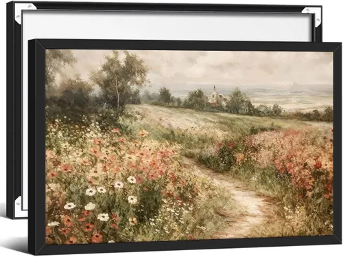 Miniatura 34 de Arte de pared de paisaje con flores silvestres y naturaleza, póster floral botánico retro, pinturas de plantas de cabaña, impresiones en lienzo
