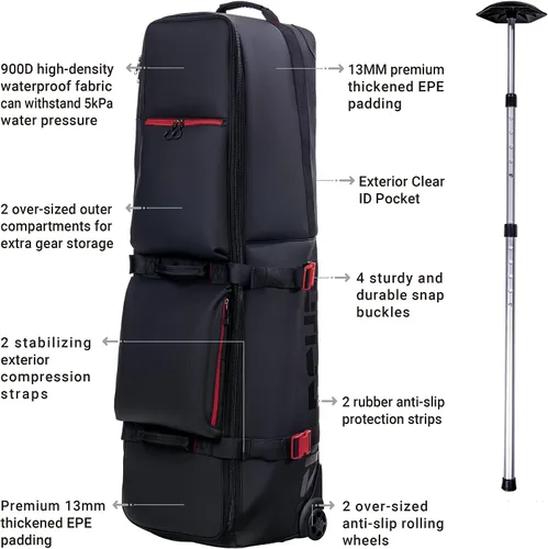 Miniatura 2 de ASK ECHO LOCKLINK Roller Outdoors Bolsa de viaje de golf de lados suaves con ruedas/negro