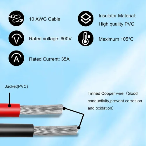 Miniatura 3 de MOOKEERF Cable solar a XT60i – 2 piezas de panel solar de 2 pies a XT60i adaptador adaptador cable de extensión para estación de energía portátil