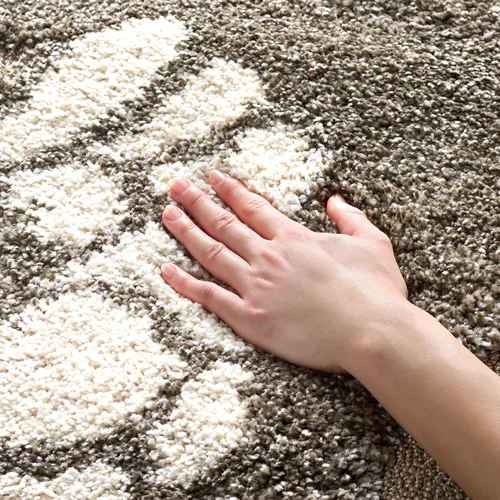 SAFAVIEH Florida Shag Collection - Alfombra decorativa, 3 pies 3 pulgadas x 5 pies 3 pulgadas, color humo y beige, no desprende pelusa y de fácil