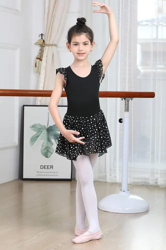 Miniatura 26 de LUOUSE Elegante leotardo de ballet para niñas con falda, mangas con volantes y volantes, perfecto para baile y gimnasia