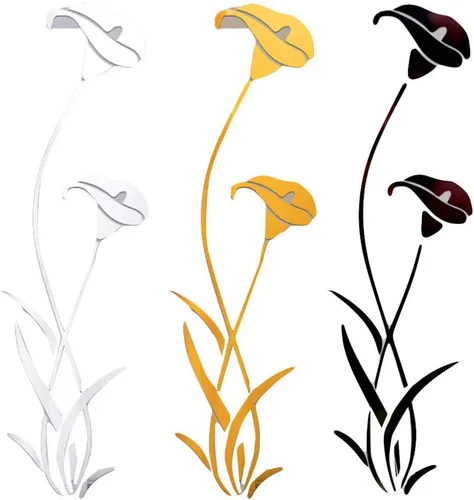 Miniatura 5 de Calcomanías de pared con espejo 3D de flores, modernas calcomanías de pared extraíbles para decoración del hogar, arte para sala de estar, Como se