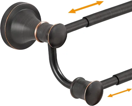 Hoimpro - Barra de toallas ajustable y retráctil de 15-27 pulgadas de acero inoxidable para baño, accesorios de baño, barra de toallas doble para
