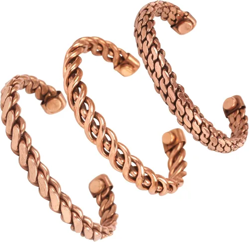 Miniatura 37 de Pulseras de cobre Touchstone regalo para hombres y mujeres joyería magnética 100% pura y sólida ajustable juego de pulseras hechas a mano