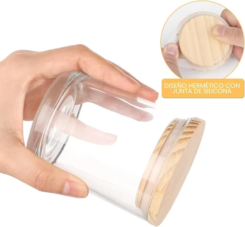 Miniatura 3 de Tarros gruesos para hacer velas, 12 unidades, tarros vacíos de 7 onzas con tapas de madera para hacer velas, recipiente de muestra, transparente