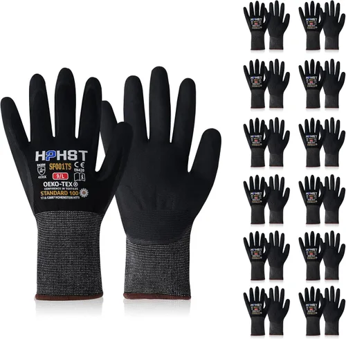 Safety Work Gloves, SF001, Comfort Stretch Fit, Power Grip, Smart Touch, Durable Foam Coated, 3Pairs & 12Pairs