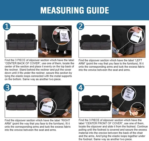 Miniatura 7 de Funda para sofá reclinable de 8 piezas, terciopelo elástico para sofá reclinable de 3 plazas, funda suave y gruesa para sofá reclinable, protector