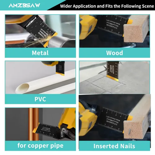 Miniatura 3 de AMZBSAW 100 hojas de sierra de titanio y acero de alto carbono para madera, metal y plástico, kits de cuchillas de liberación rápida, kit