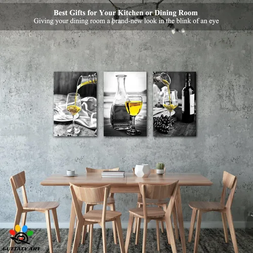 Miniatura 63 de Arte de pared de comedor y cocina, arte moderno para pared, cuadros para cocina y comedor, arte de pared de copas de vino tinto, arte de pared