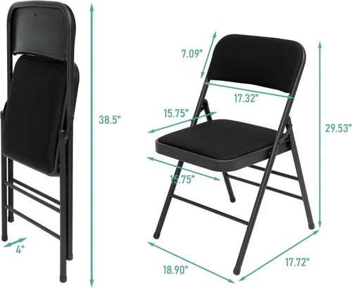 Miniatura 2 de Paquete de 6 sillas plegables con cojín acolchado de tela, juego de sillas de comedor de tela, sillas plegables apilables portátiles para interiores