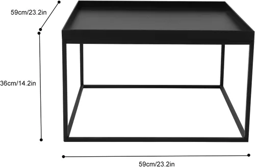 Miniatura 3 de DYRABREST Mesa auxiliar de metal de 2 niveles, estante de almacenamiento de 23.2 pulgadas, color negro, mesa auxiliar pequeña, mesita de noche, mesa