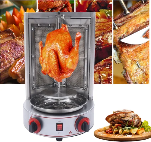Miniatura 2 de Shawarma Machine 1600W 110V Máquina eléctrica de asador vertical Doner de gas Kebab Máquina de asador vertical con 2 quemadores (Stock de EE. UU.)