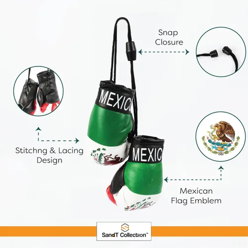 Miniatura 4 de SandT Collection Guantes de boxeo pequeños con bandera del país - Guantes de boxeo para colgar México