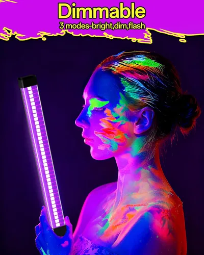 Miniatura 5 de YQNLIFA Barra de luz negra recargable de 5000 mAh, luces negras alimentadas por batería para fiesta brillante, tira de luz negra inalámbrica