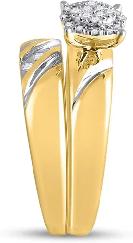 Miniatura 4 de Jewels By Lux Conjunto de boda a juego de oro amarillo de 10 quilates para él y ella 15 Cttw