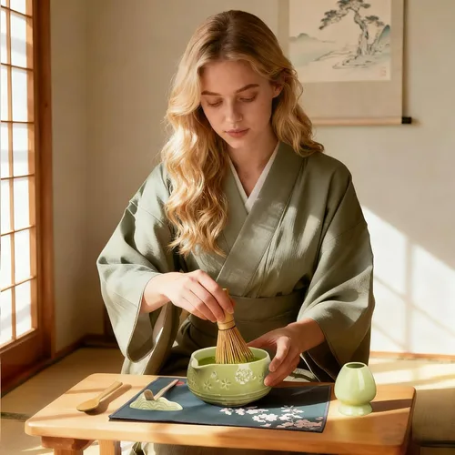 Miniatura 5 de Juego de batidor de matcha, juego de cerámica con cuenco, soporte para Chasen, soporte para cucharada, tamiz, kit de matcha de ceremonia japonesa