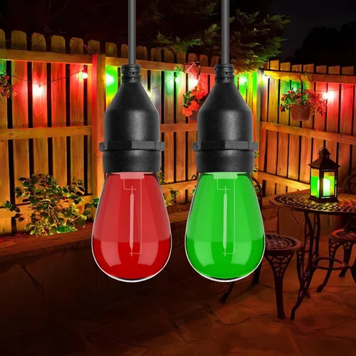 Miniatura 4 de VISTERLITE Paquete de 24 bombillas LED S14 de Navidad, color rojo y verde, de plástico irrompibles, de 1 vatio, bombillas de repuesto para luces