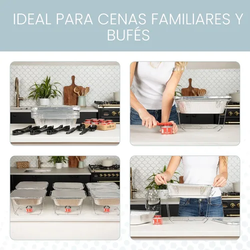 Miniatura 7 de Alpha Living 6 Pack - Juego de buffet de platos de roce desechable, bandejas de media talla, calentadores de alimentos con cuerpo soldado