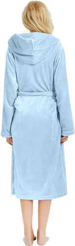 Miniatura 111 de HEARTNICE Bata de forro polar con capucha para mujer, bata de baño suave para mujer, bonito abrigo largo para casa
