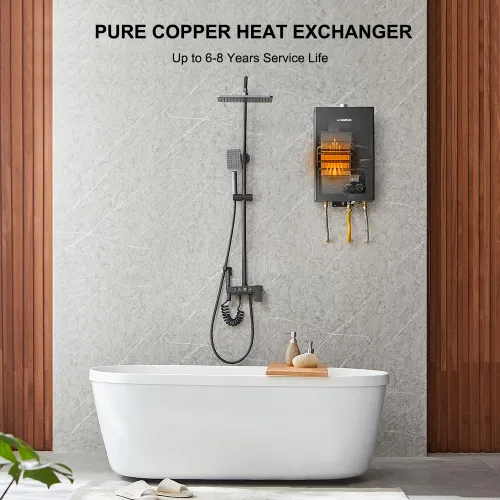Miniatura 2 de CAMPLUX - Calentador de agua sin tanque de gas para interiores, 2.64 GPM, calentador de agua sin tanque de propano CM264, 68,000 BTU, agua caliente