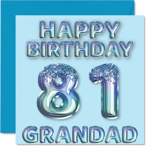 Miniatura 163 de Stuff4 Tarjeta de primer cumpleaños para niños, globo de fiesta con purpurina azul, tarjetas de feliz cumpleaños para niño de 1 año, nieto, hijo, 57