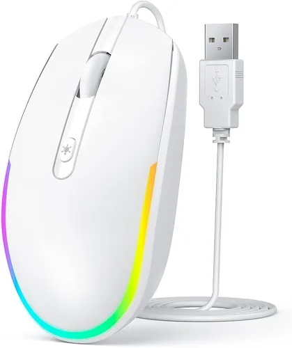 Miniatura 11 de seenda Ratón con cable - Ratones de computadora USB con cable con retroiluminación RGB LED óptico con cable USB adjunto para portátiles, portátiles