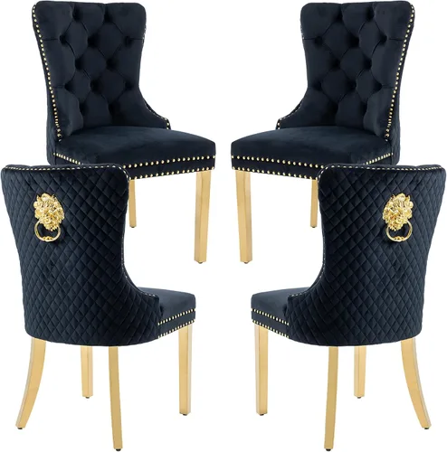 Miniatura 17 de Juego de 2 sillas de comedor de terciopelo, sillas de comedor tapizadas, sillas modernas de mediados de siglo con respaldo capitoné de enrejado