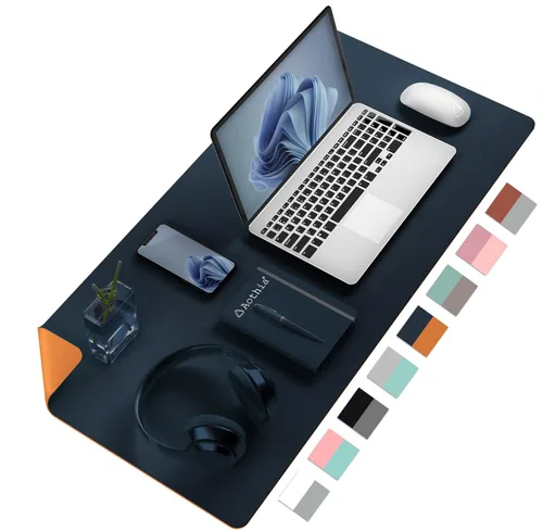 Miniatura 25 de Aothia Alfombrilla de escritorio de piel sintética de doble cara, antideslizante, grande, para mouse y escritorio para oficina, hogar, impermeable