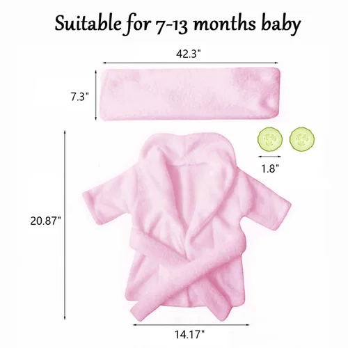 Miniatura 4 de M&G House Accesorios de fotografía para recién nacidos, trajes de baño para sesión de fotos de bebé, bata de baño para niña, 03 rosa(6-13 meses)
