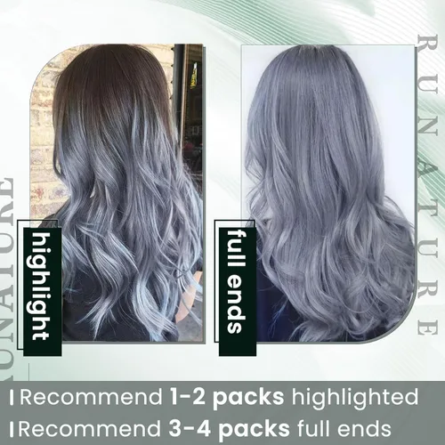 Miniatura 2 de RUNATURE Extensiones de cabello humano real con micro cuentas, color azul claro, 16 pulgadas, extensiones de cabello humano Remy de color azul