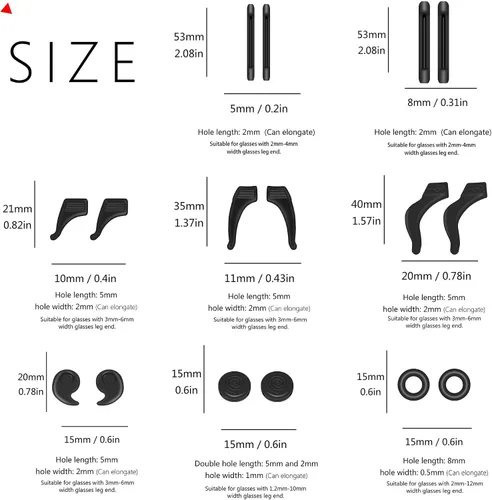 Miniatura 2 de SooGree 16 pares de agarres antideslizantes de silicona para las orejas, ganchos sujetadores de gafas para las orejas evitan que las gafas se