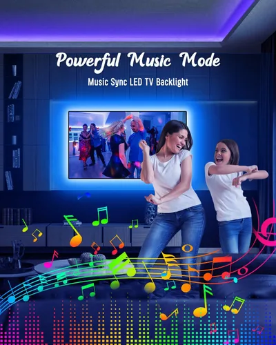 Miniatura 2 de Daymeet Luces LED para retroiluminación de TV, tira de luz USB RGB de 13.1 pies para iluminación trasera de 40 a 65 pulgadas, cambio