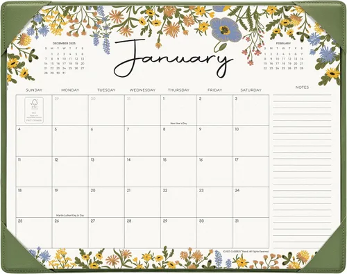 Cabbrix - Calendario de escritorio 2026 con alfombrilla de escritorio, calendario grande de escritorio de 15 x 12 pulgadas, desde enero de 2026 Verde