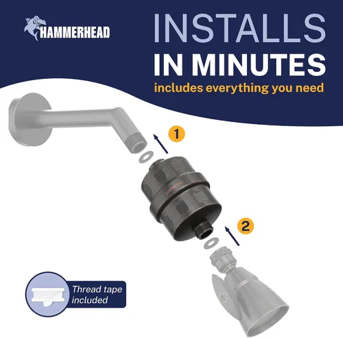 Miniatura 7 de HammerHead Showers® Filtro de Cabezal de Ducha de Metal Sólido – Filtro de Ducha KDF 55, Filtros de Ducha Universales de Alta Presión para Eliminar