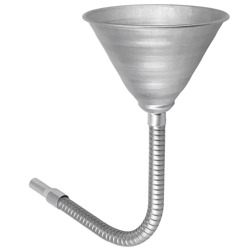 Embudo universal de acero flexible con filtro y tubo flexible, galvanizado para todos los aceites automotrices, combustible diesel y otros líquidos,