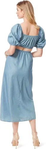 Miniatura 3 de Jessica Simpson Vestido largo de manga corta con corte Jacklyn para mujer