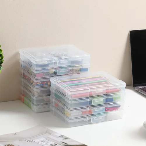 Miniatura 6 de novelinks Paquete de 12 cajas transparentes de almacenamiento de fotos de 5 x 7 pulgadas, estuches organizadores de imágenes de plástico con tapas