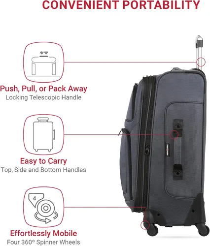 Miniatura 25 de SwissGear - Equipaje suave expandible Sion con ruedas, Negro