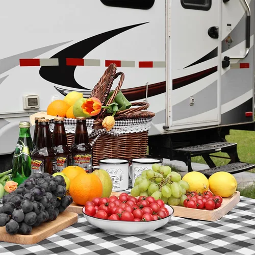 Miniatura 9 de Funda para Mesa de Picnic y Fundas para Bancos, Mantel Ajustado con Borde Elástico, Resistente al Agua y Aceite, para Exteriores, Jardín, Camping