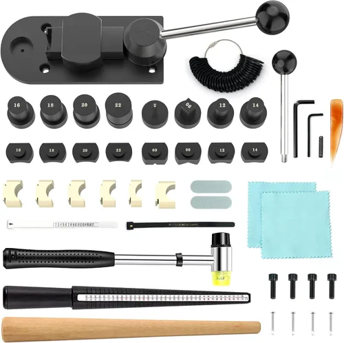 Miniatura 6 de JAZORR Herramienta de doblado de anillos, doblador de anillos con troqueles de nailon, herramienta de medición de anillo, herramienta multifuncional